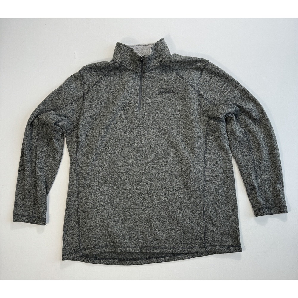 Eddie Bauer Mens 2XL Fleece 1/4 Zip Grey Outdoors Hiking Camping Modern Casual